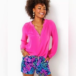 Lilly Pulitzer Elsa Silk top flamingo pink🦩